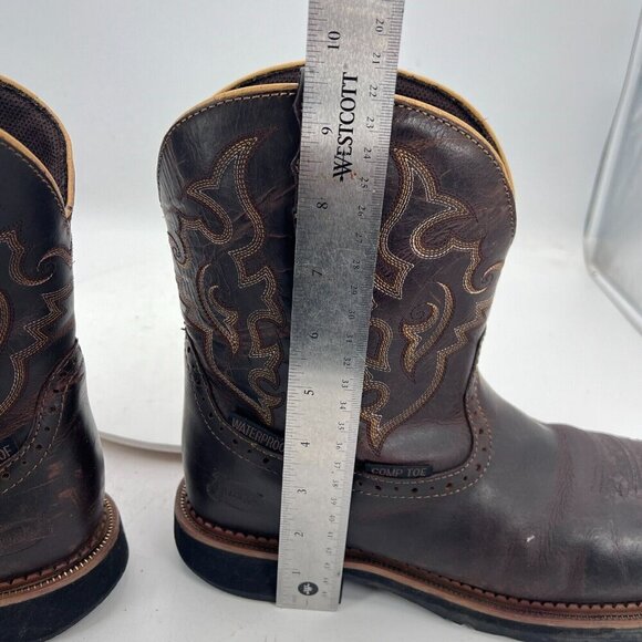 Justin Jalena Maple Women Size 10B WKL9978 Brown Leather Steel Toe Western Boot - Picture 13 of 15